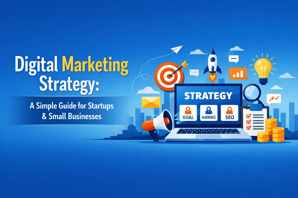 Visual guide of explaining digital marketing strategy for startups and small businesses